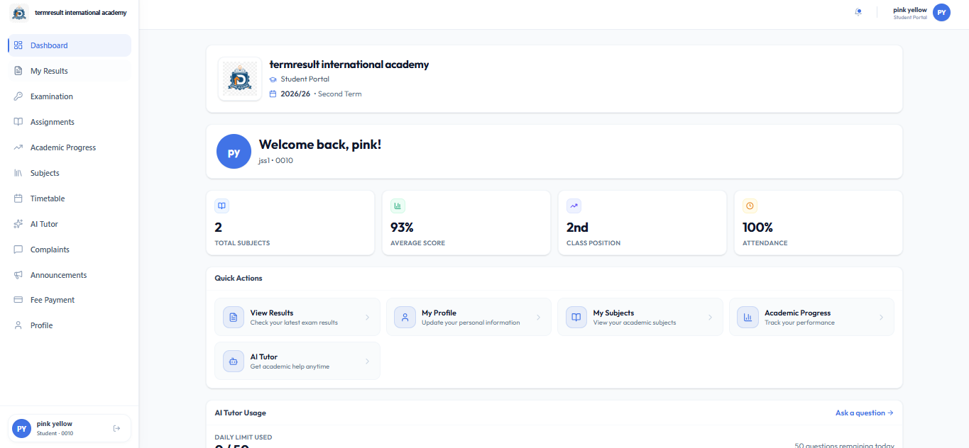 Student Portal — TermResult